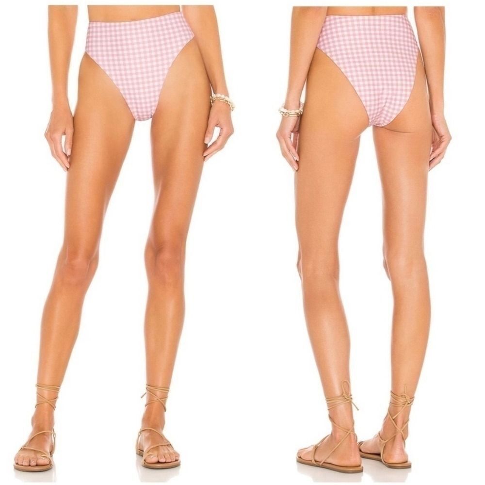 Tularosa NWT Mirian High Waist Bikini Bottom Women's Medium Gingham Resort